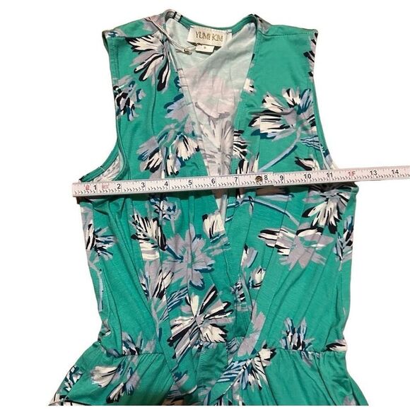 NWT YUMI KIM Short Draped Floral Romper Jersey Knit Women's S Turquoise White Bl - Picture 4 of 10